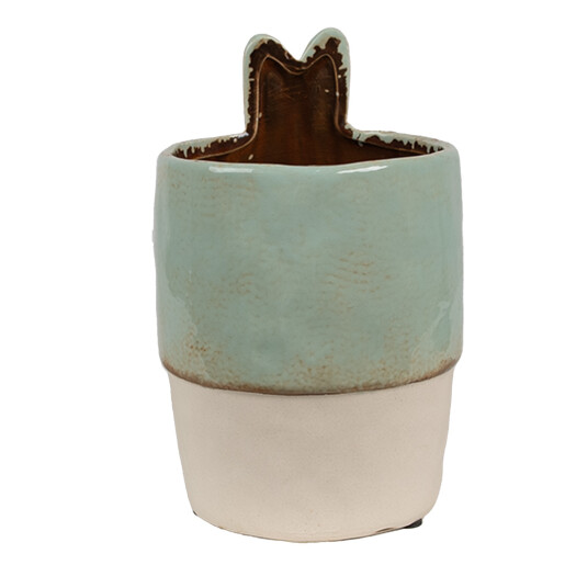 Ghiveci flori ceramica multicolora Pisicuta 11x17 cm