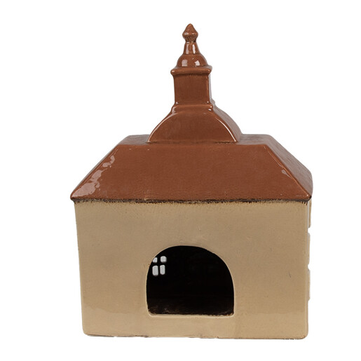 Candela Casuta ceramica bej maro 20x10x26 cm