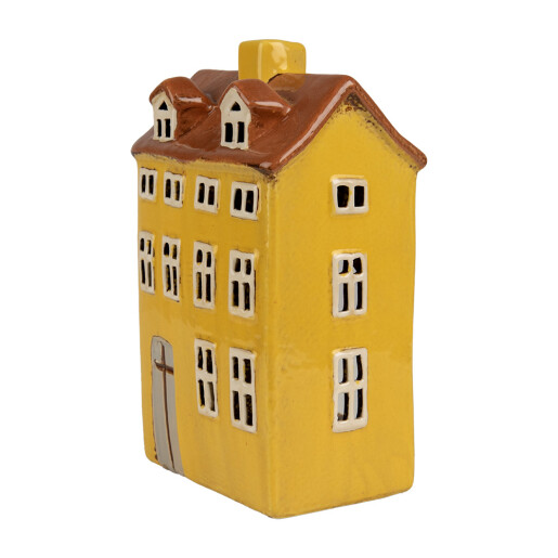 Candela Casuta ceramica galbena maro 12x8x18 cm