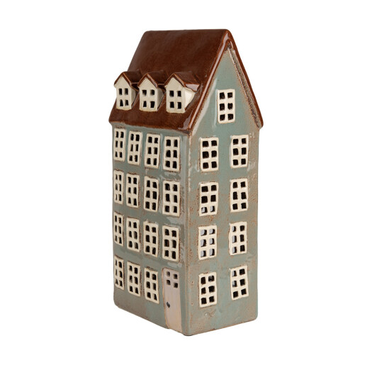 Candela Casuta ceramica gri maro 15x11x30 cm