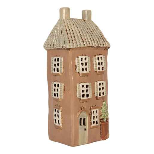 Candela Casuta ceramica bej maro 12x9x28 cm
