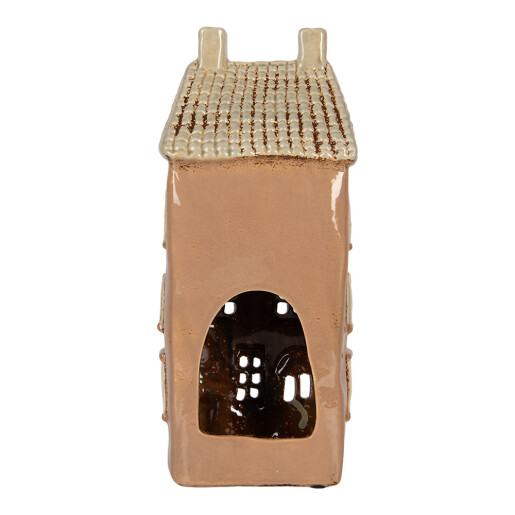 Candela Casuta ceramica bej maro 12x9x28 cm