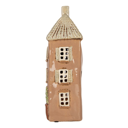 Candela Casuta ceramica bej maro 12x9x28 cm