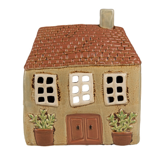 Candela Casuta ceramica verde portocalie 17x10x19 cm