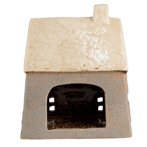 Candela Casuta ceramica gri bej 15x10x17 cm