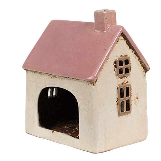 Candela Casuta ceramica roz bej 13x10x16 cm