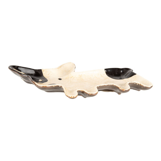 Platou Catelus ceramica bej neagra 23x18x3 cm