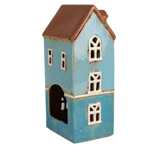 Candela Casuta ceramica maro albastra 11x9x22 cm