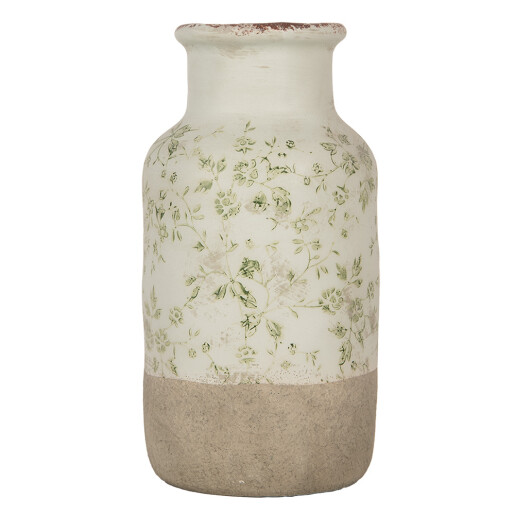 Vaza flori ceramica bej verde Ø 14x26 cm