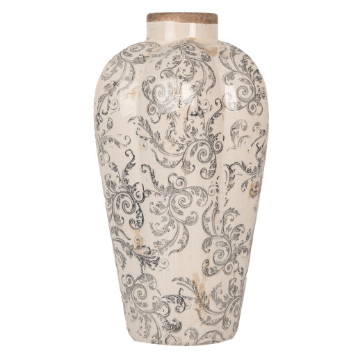 Vaza flori ceramica bej gri 21x35 cm