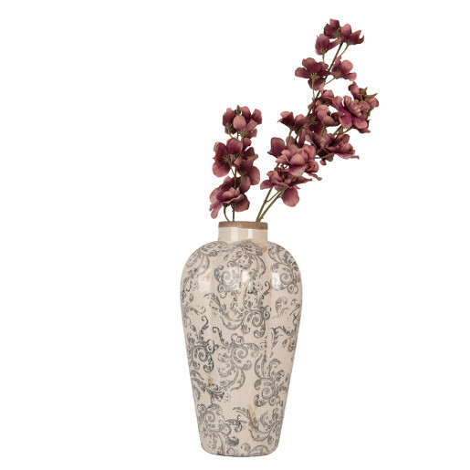 Vaza flori ceramica bej gri 21x35 cm