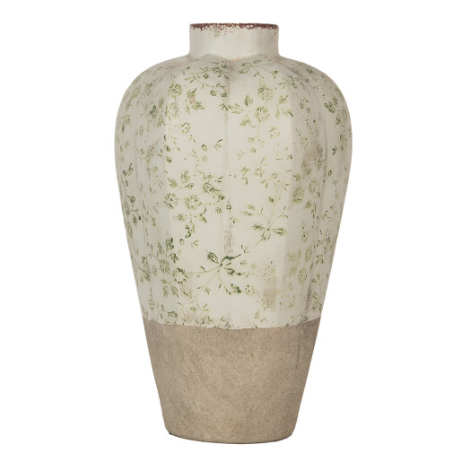 Vaza flori ceramica bej verde 24x38 cm