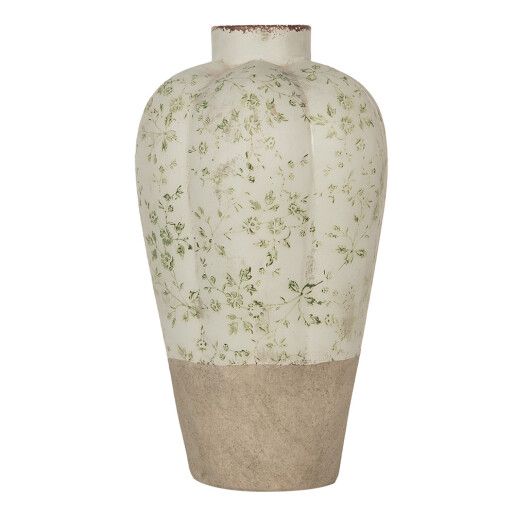 Vaza flori ceramica bej verde 24x38 cm