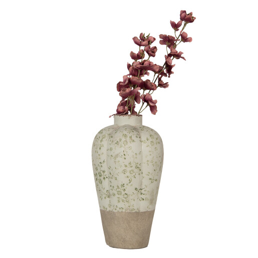 Vaza flori ceramica bej verde 24x38 cm