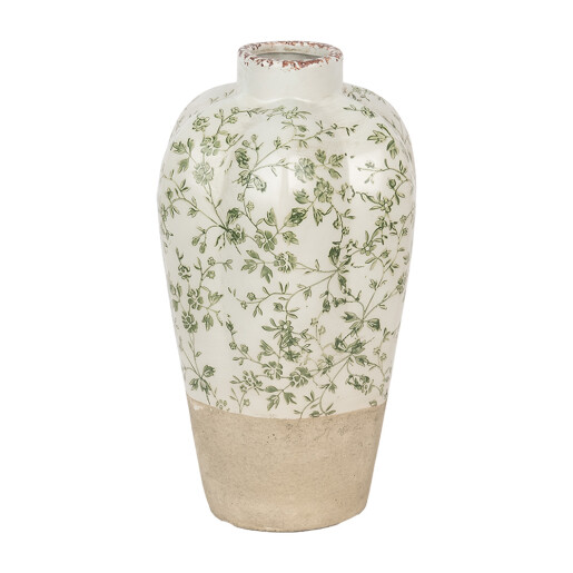 Vaza flori ceramica bej verde 21x34 cm