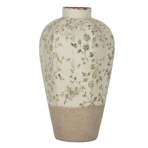 Vaza flori ceramica bej verde Ø 17x29 cm