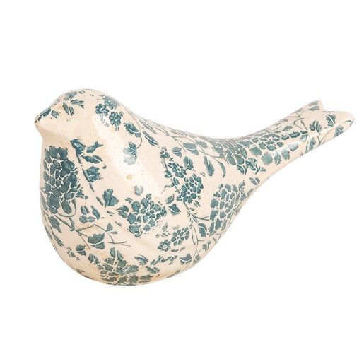 Pasare decorativa ceramica verde bej 22x9x12 cm