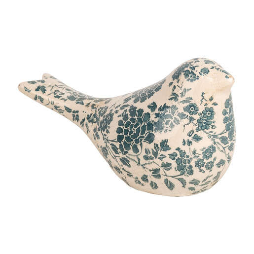 Pasare decorativa ceramica verde bej 22x9x12 cm