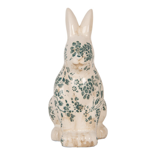 Figurina Iepuras Paste ceramica bej verde 13x10x21 cm