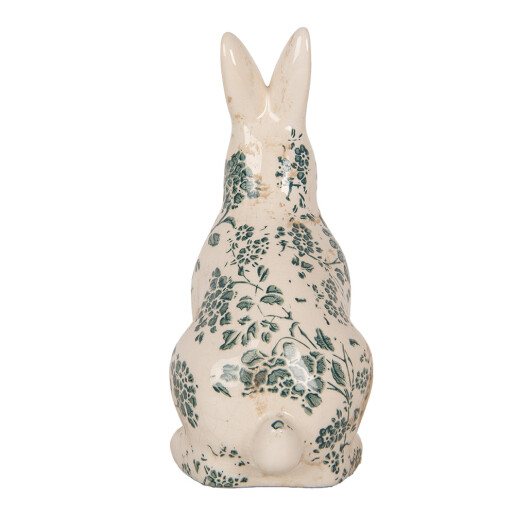 Figurina Iepuras Paste ceramica bej verde 13x10x21 cm