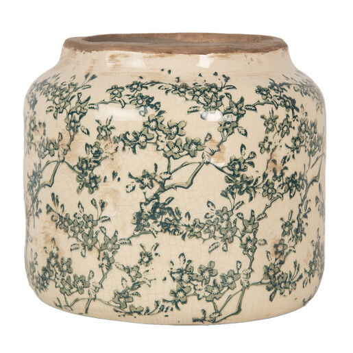 Ghiveci flori ceramica verde bej 18x16 cm