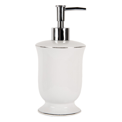 Dispenser sapun ceramica alba neagra 9x20 cm, 350 ml