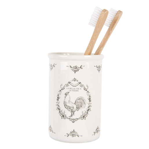 Suport periute dinti ceramica alba gri 8x12 cm