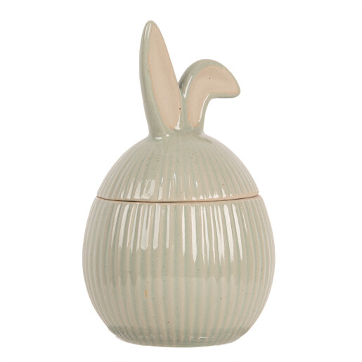Ou decorativ Paste ceramica bej verde 10x10x16 cm