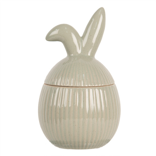 Ou decorativ Paste ceramica bej verde 10x10x16 cm