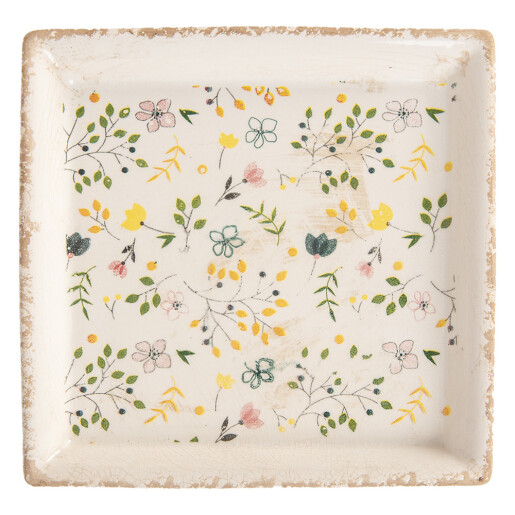 Tava decorativa cu suport ceramica multicolora 22x22x3 cm