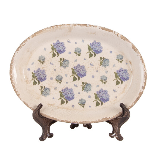 Tava decorativa cu suport ceramica multicolora Hortensii 25x18x2 cm