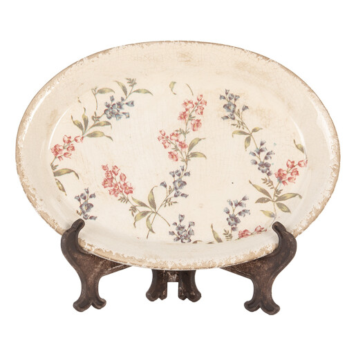 Tava decorativa cu suport ceramica multicolora Flowers 25x18x3 cm