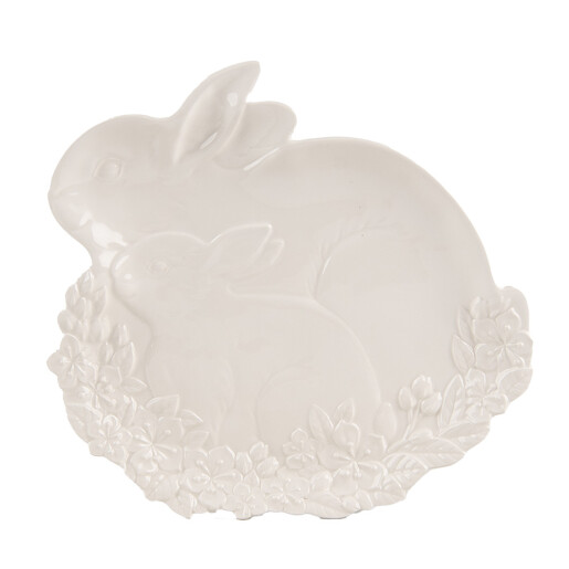 Platou ceramica alba Iepurasi 24x23x2 cm