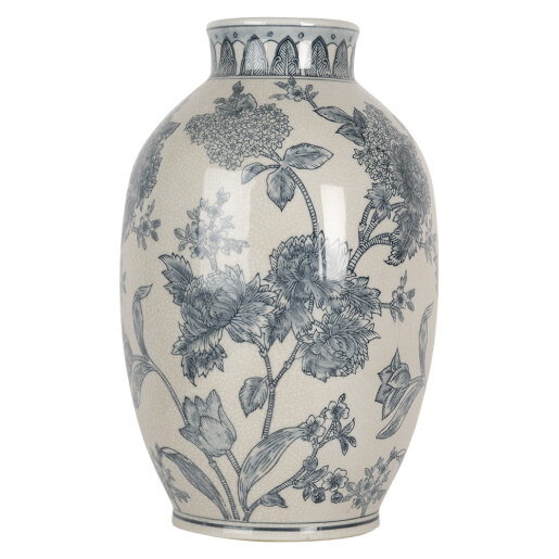 Vaza flori ceramica alba albastra Ø 22x36 cm