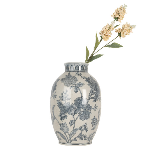 Vaza flori ceramica alba albastra Ø 22x36 cm