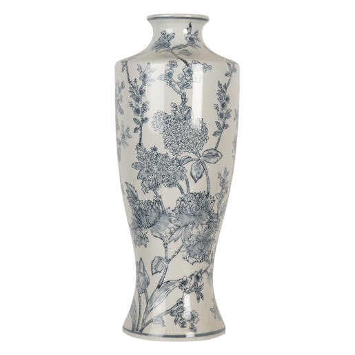 Vaza flori ceramica alba albastra 16x42 cm