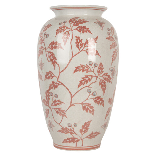 Vaza flori ceramica bej rosie 23x42 cm