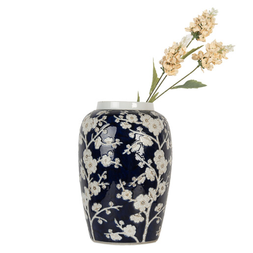 Vaza flori ceramica alba albastra Ø 20x30 cm