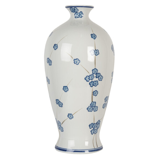 Vaza flori ceramica alba albastra 21x42 cm