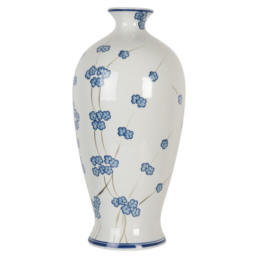 Vaza flori ceramica alba albastra 21x42 cm