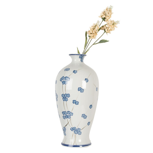 Vaza flori ceramica alba albastra 21x42 cm