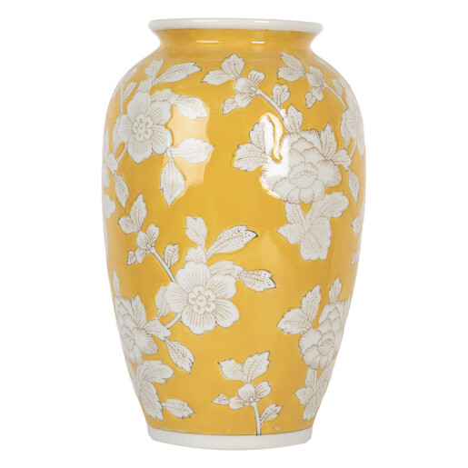 Vaza flori ceramica alba galbena Ø 17x27 cm