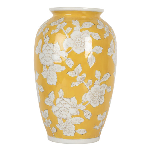 Vaza flori ceramica alba galbena Ø 17x27 cm