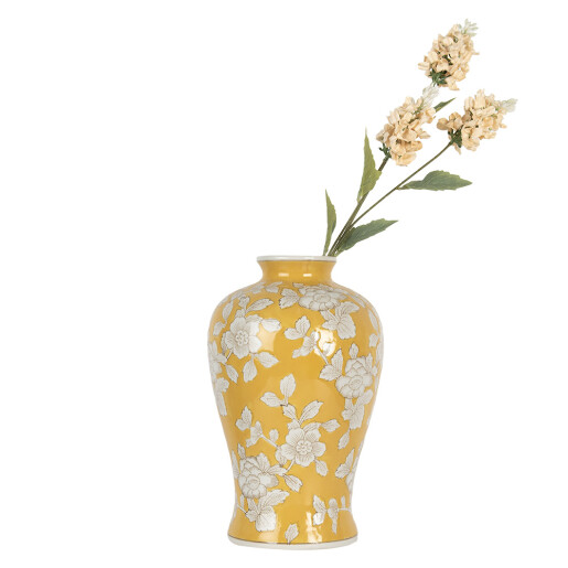 Vaza flori ceramica alba galbena Ø 19x32 cm
