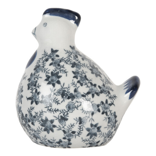 Figurina Gaina ceramica alba albastra 14x12x16 cm
