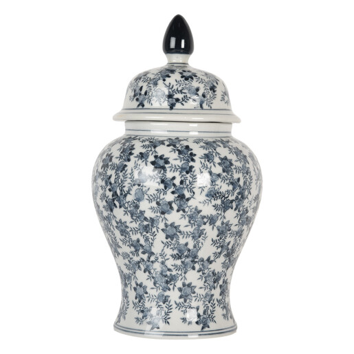 Vaza flori ceramica alba albastra 22x40 cm