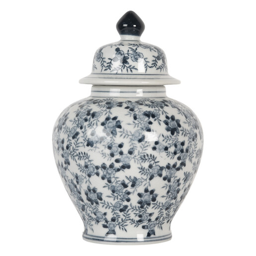 Vaza flori ceramica albastra alba Ø 14x21 cm