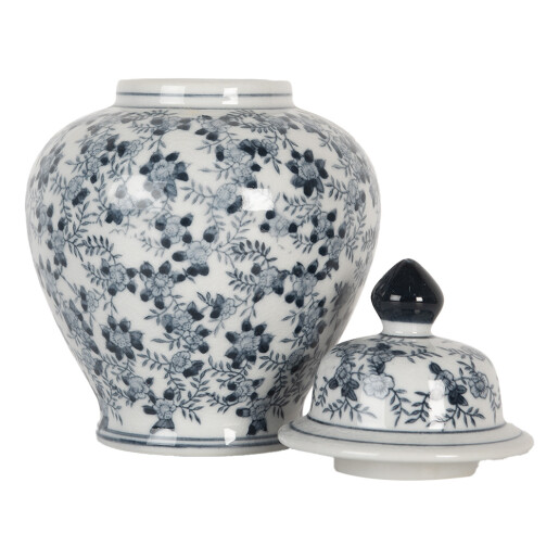 Vaza flori ceramica albastra alba Ø 14x21 cm