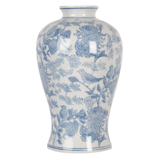 Vaza flori ceramica alba albastra Ø 17x32 cm