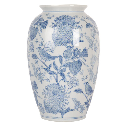 Vaza flori ceramica alba albastra Ø 17x27 cm
